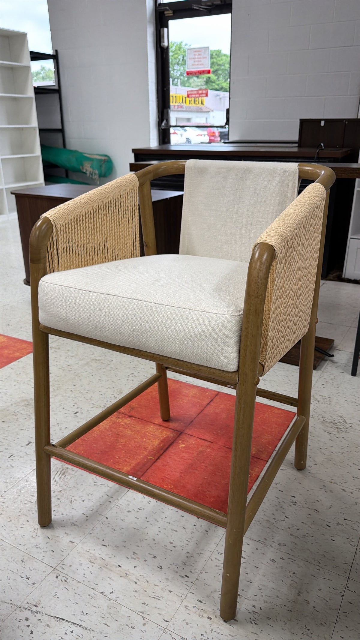 Modern Woven Back Counter Stool
