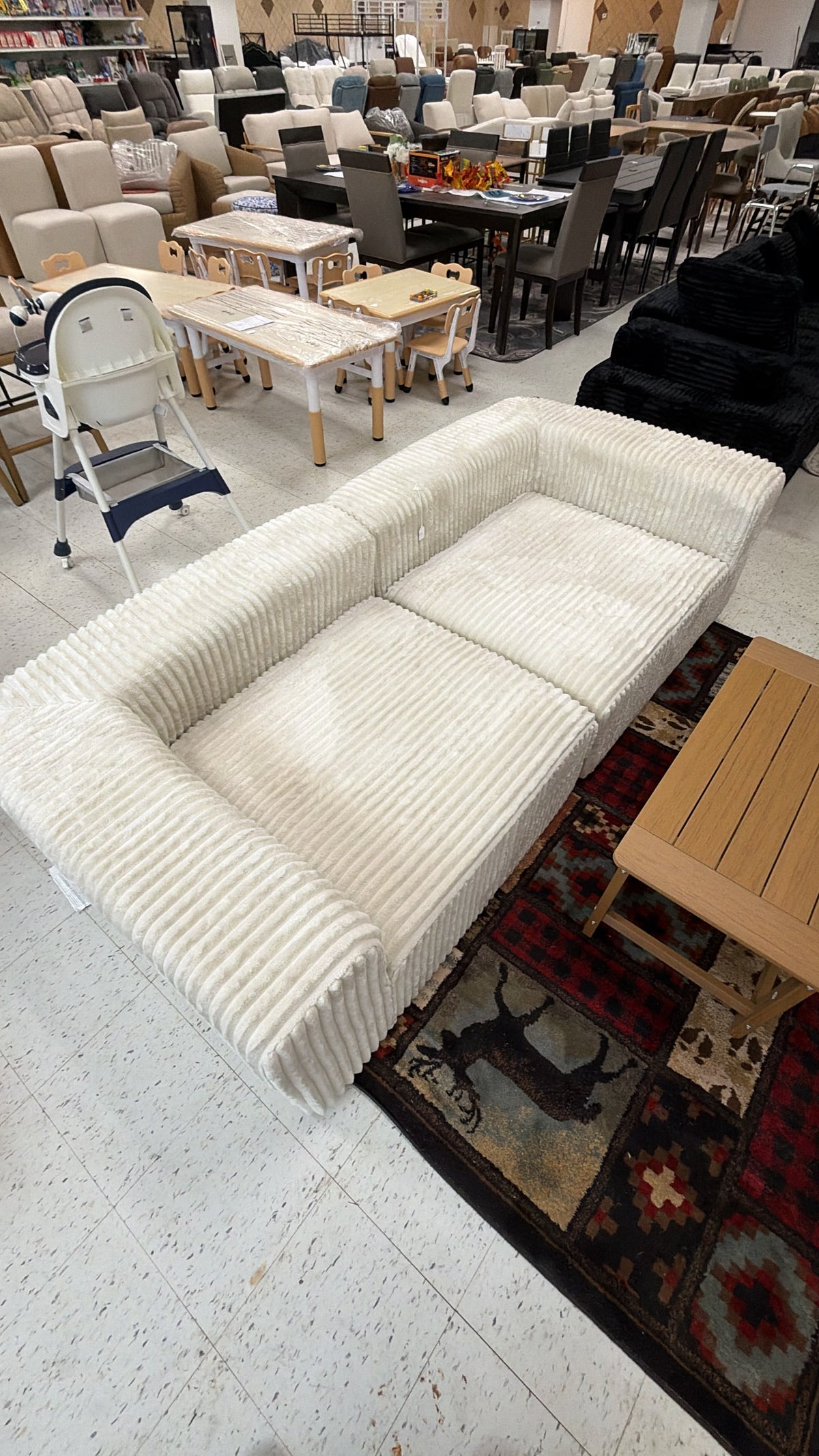 Contemporary Ribbed Upholstered Sofa