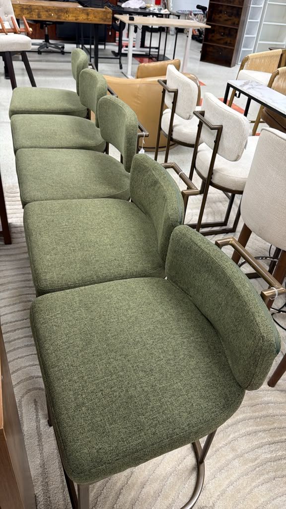 Modern Green Bar Stools with Backrest