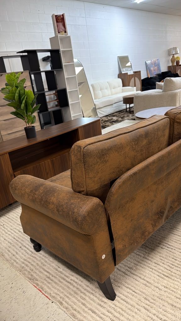 Vintage Brown Loveseat Sofa