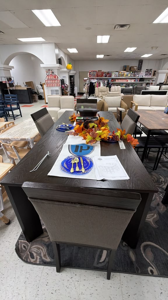 Dark Wood Dining Table Set