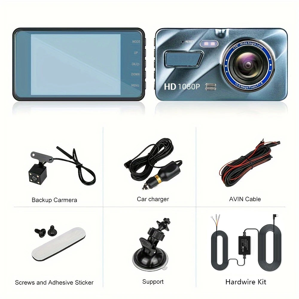 Car DVR 2 Cameras 4.0 Inches Dash Cam Car Video Recorder Auto Registrator Dvrs Dash Cam with Dual Ways Cameras Car Accessories