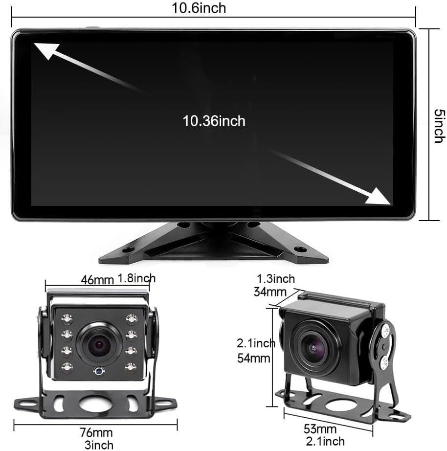 Car Backup Cameras System with 4K 10.36