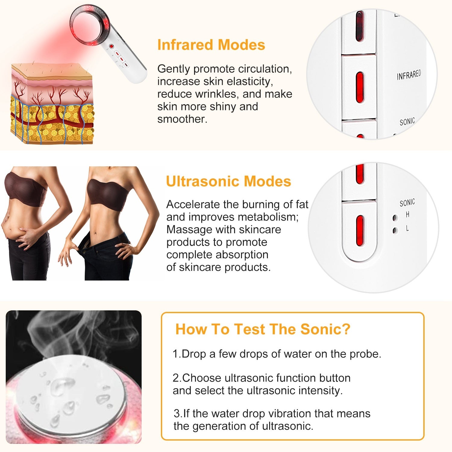 1Pc Ultrasonic Body Shaping Machine 3 In 1 Multifunctional EMS Infrared Massager Fat Remover For Belly Waist Leg Arm Skincare