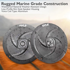 PLMRS5B 5.25-In Waterproof Low Profile Marine Speakers, Black (4 Speakers)