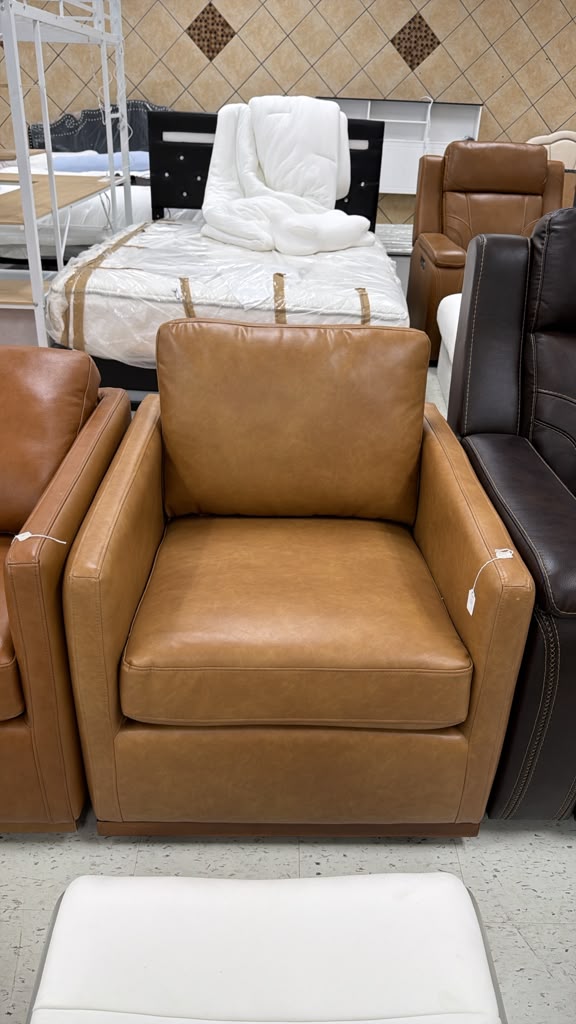 Modern Leather Armchair with Cushion