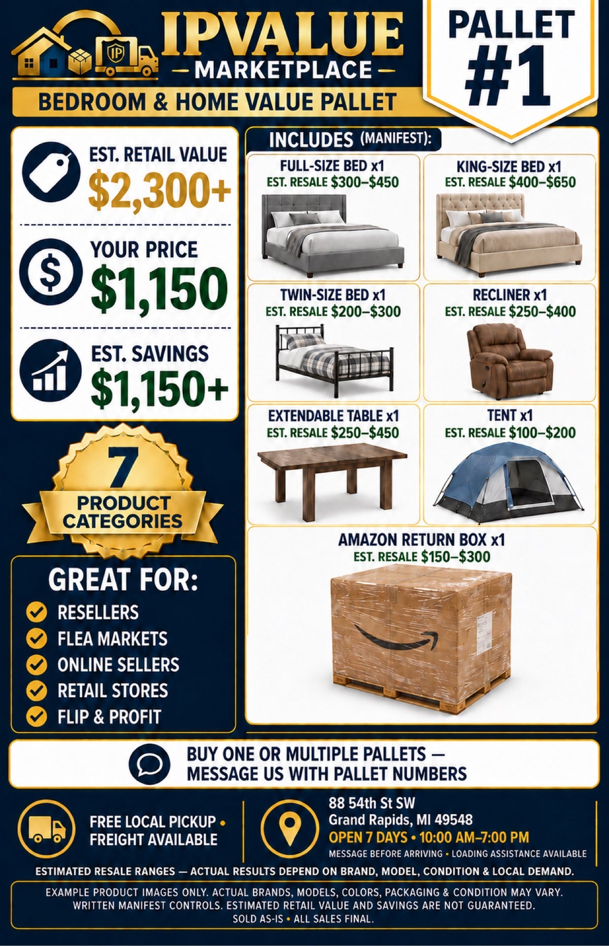 Pallet #1 — Bedroom & Home Value Pallet (Manifested)