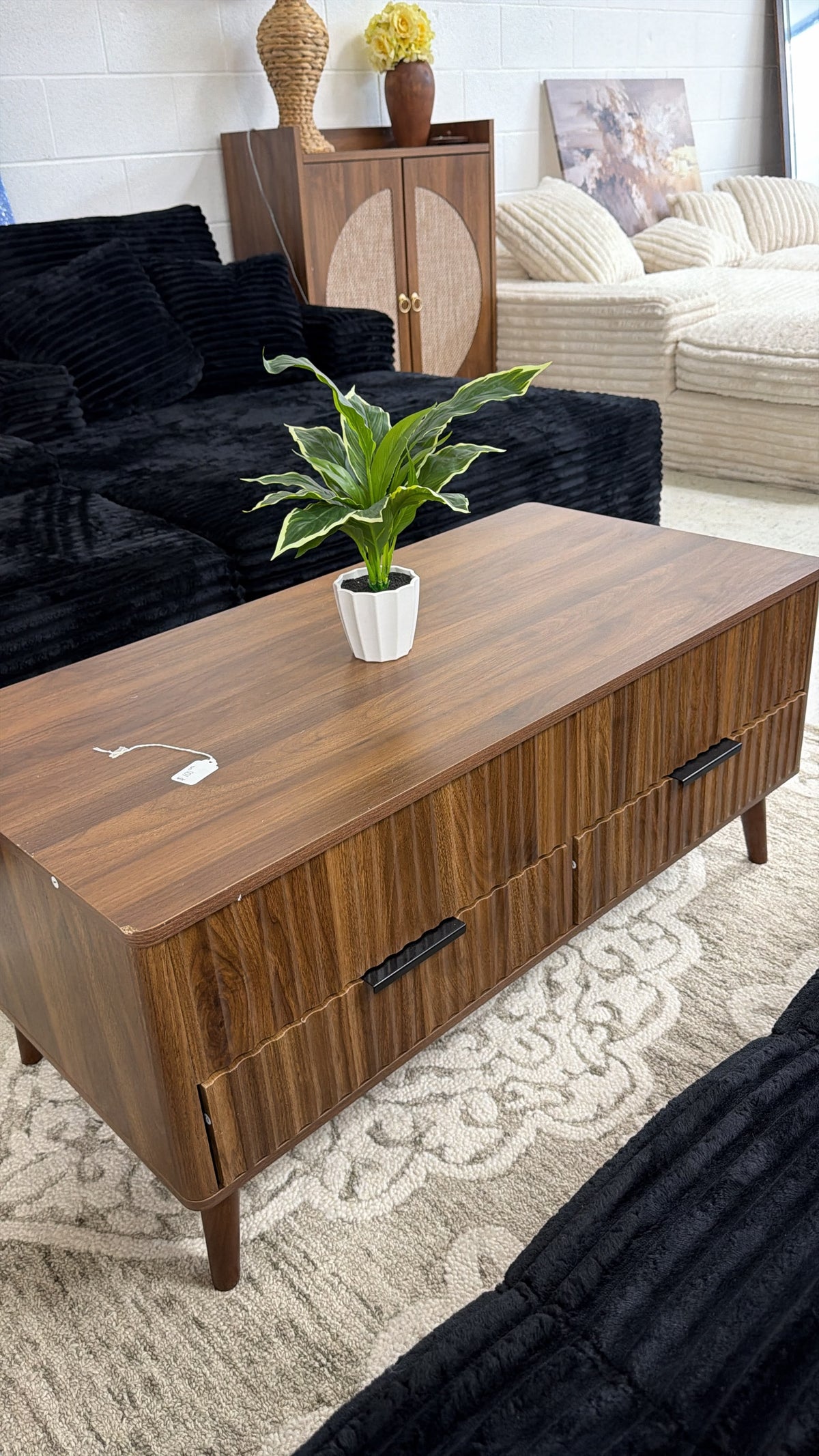 Mid-Century Wooden Coffee Table with Storage