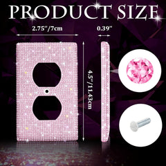 Shiny Rhinestones Wall Plate Light Switch Cover Plate Decorative Wall Bling Outlet Cover for Bedroom Accessories Home Decor(Single Gang Toggle,Pink)