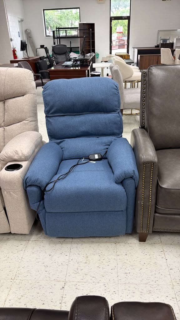 Electric Blue Recliner with Remote