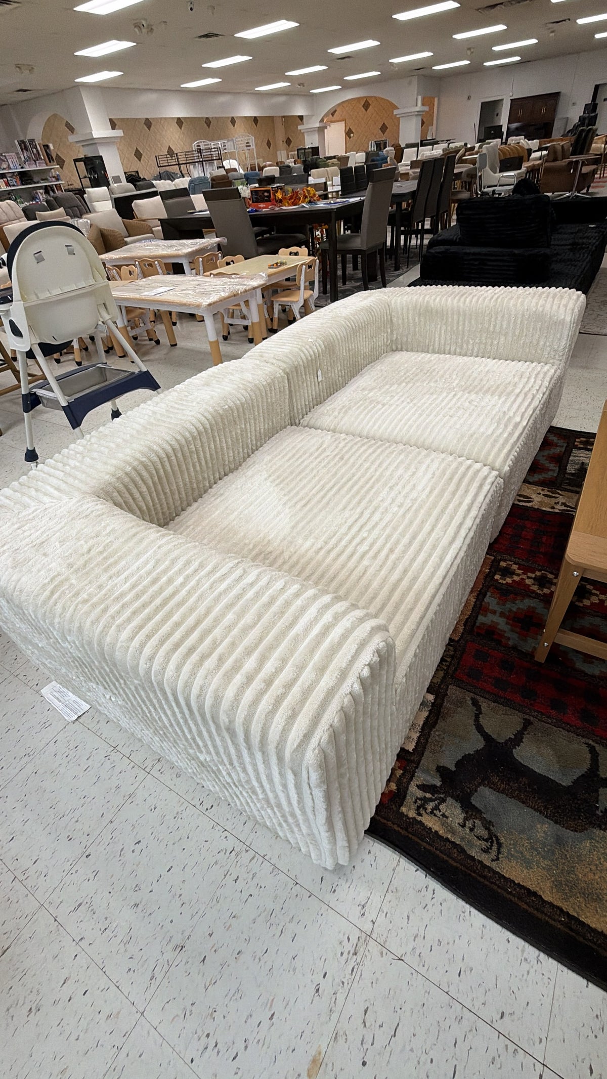 Modern Plush Ribbed Sofa