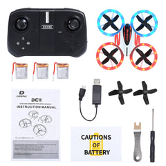 DC11 Mini Drone for Kids and Beginners, RC Nano Quadcopter with LED Lights, Demo Mode, Altitude Hold, , 3 Batteries, Orange