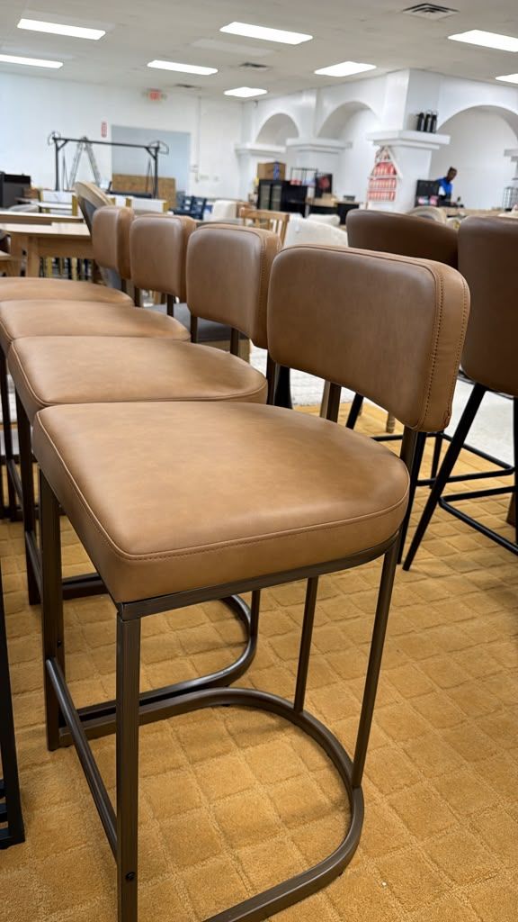 Modern Faux Leather Bar Stools