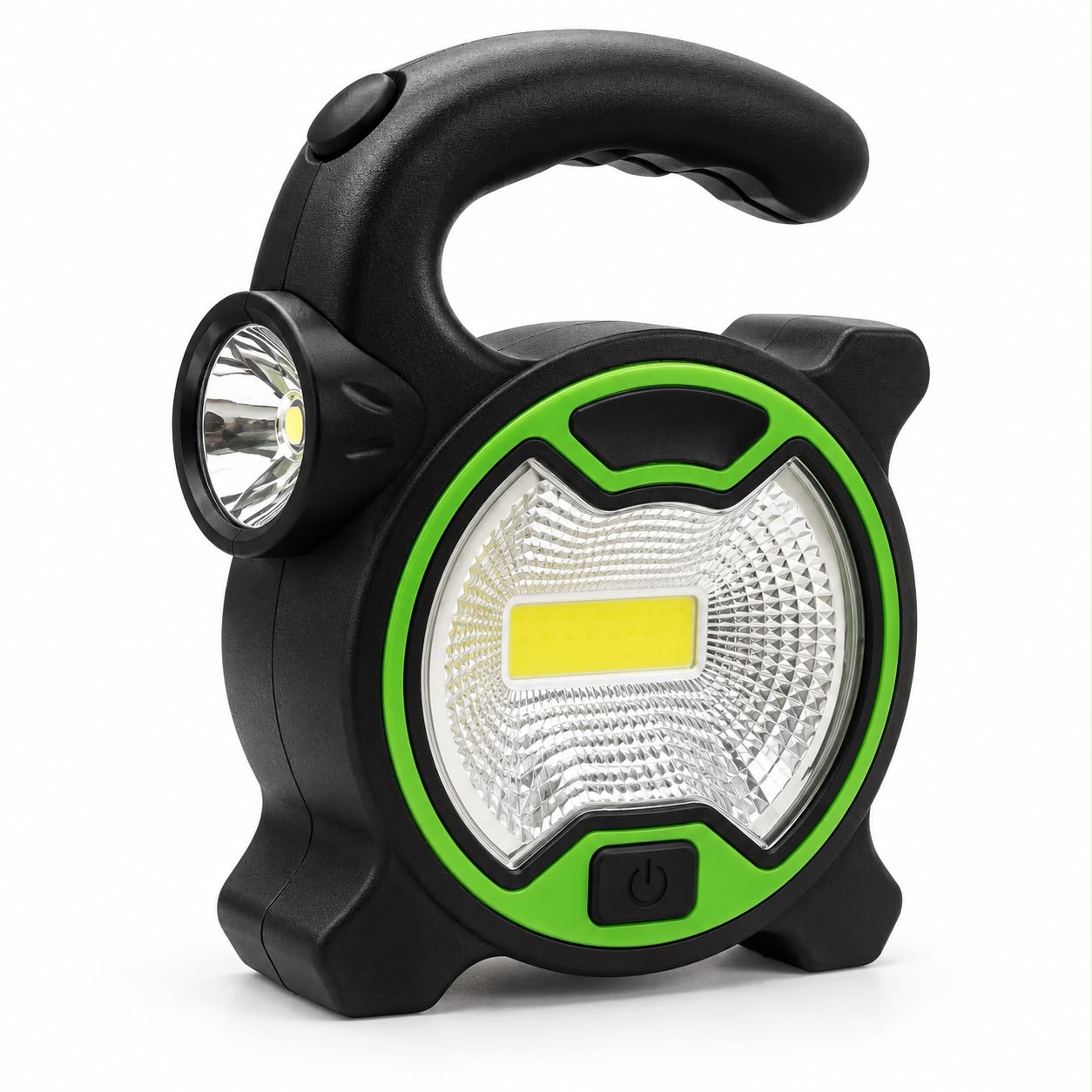 A rugged black COB LED work light