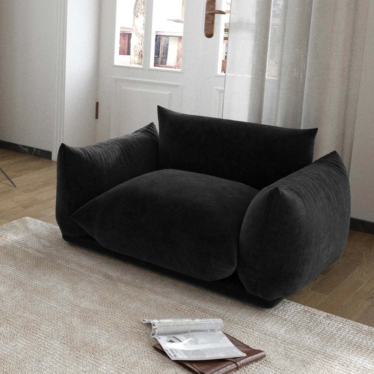 Comfy Chenille Single Accent Chair Deep Seat Couches Mid-Century Sofa 50