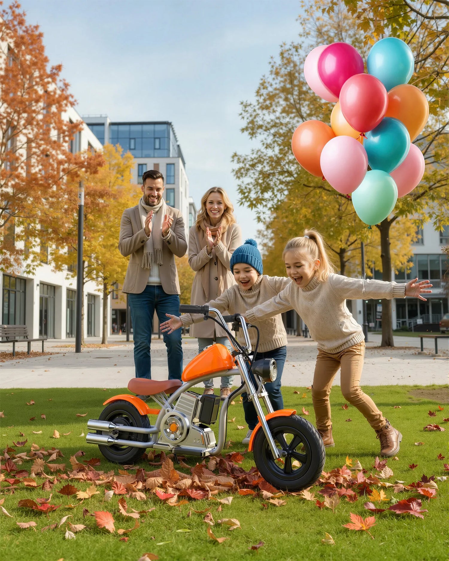 18V Electric Dirt Bike 160W Motor Retro Motocross 10mph Fast Speed with LED Lights Orange for Kids