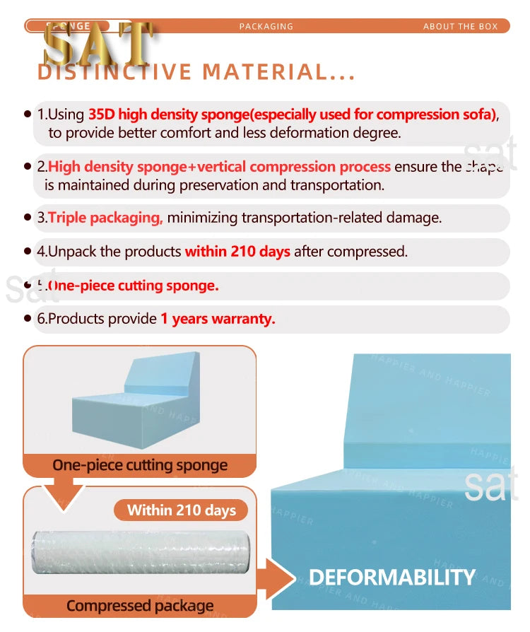 Boneless Modular Compression Sofa Set Modern Combination Apartment Villa Living Room Fabric Furniture