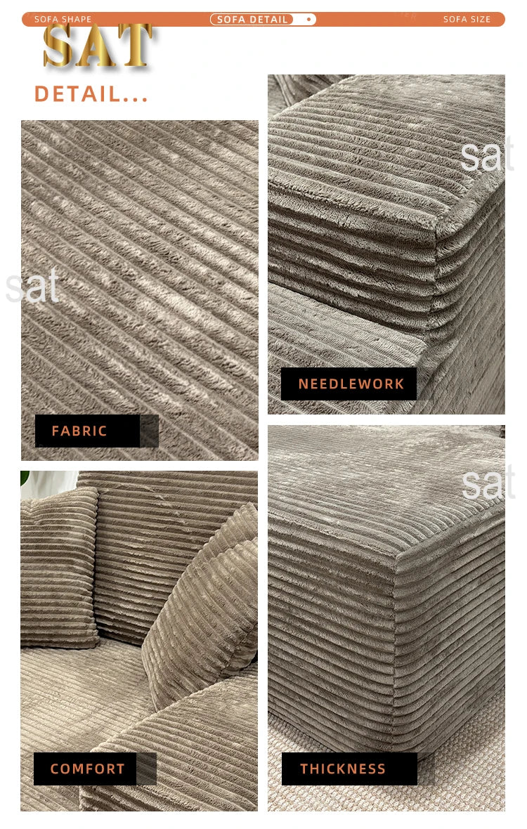 Boneless Modular Compression Sofa Set Modern Combination Apartment Villa Living Room Fabric Furniture