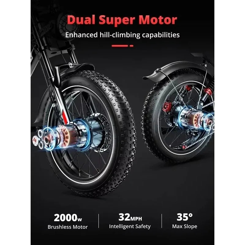 20-inch new camping E-Bike, 1000W high-speed motor off-road electric bicycle, 48V15AH battery adult city road electric scooter