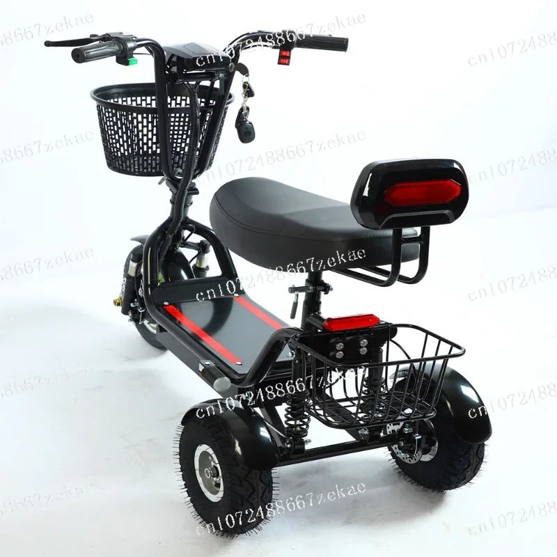 New electric tricycle 12-inch portable scooter for men and women for adults folding mini small three-wheeled electric car