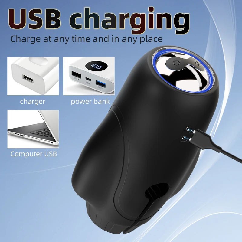 Male Masturbator Sex Toys for Men Glans Trainer Vibrator with 10 Rotation Licking Vibration Pocket Pussy Stroker Adult Sex Toy