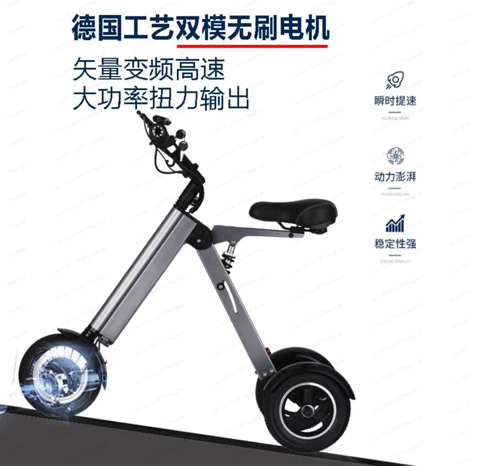ES32 Electric Scooter 3 Wheels Foldable Trike with Seat for Adults, Light Weight Mobility with Reverse Function and Key Switch