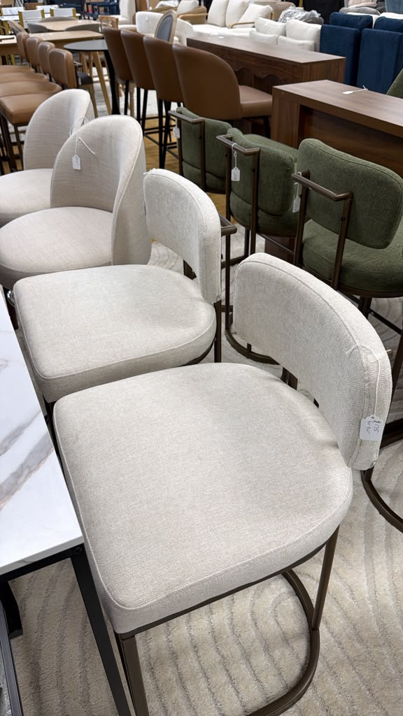 Modern Beige Upholstered Bar Stool