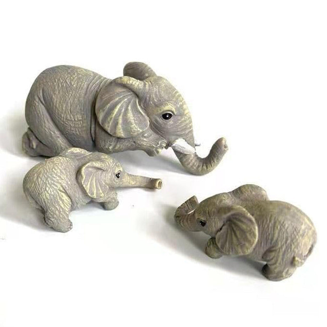 Elephant Family Design Statue, Mother Elephant Hanging Baby Elephants, 3 Pieces Set Desktop Ornament, Animal Themed Home Decor Accent, Desktop Decoration For Living Room Bedroom, Home Decor Accessory