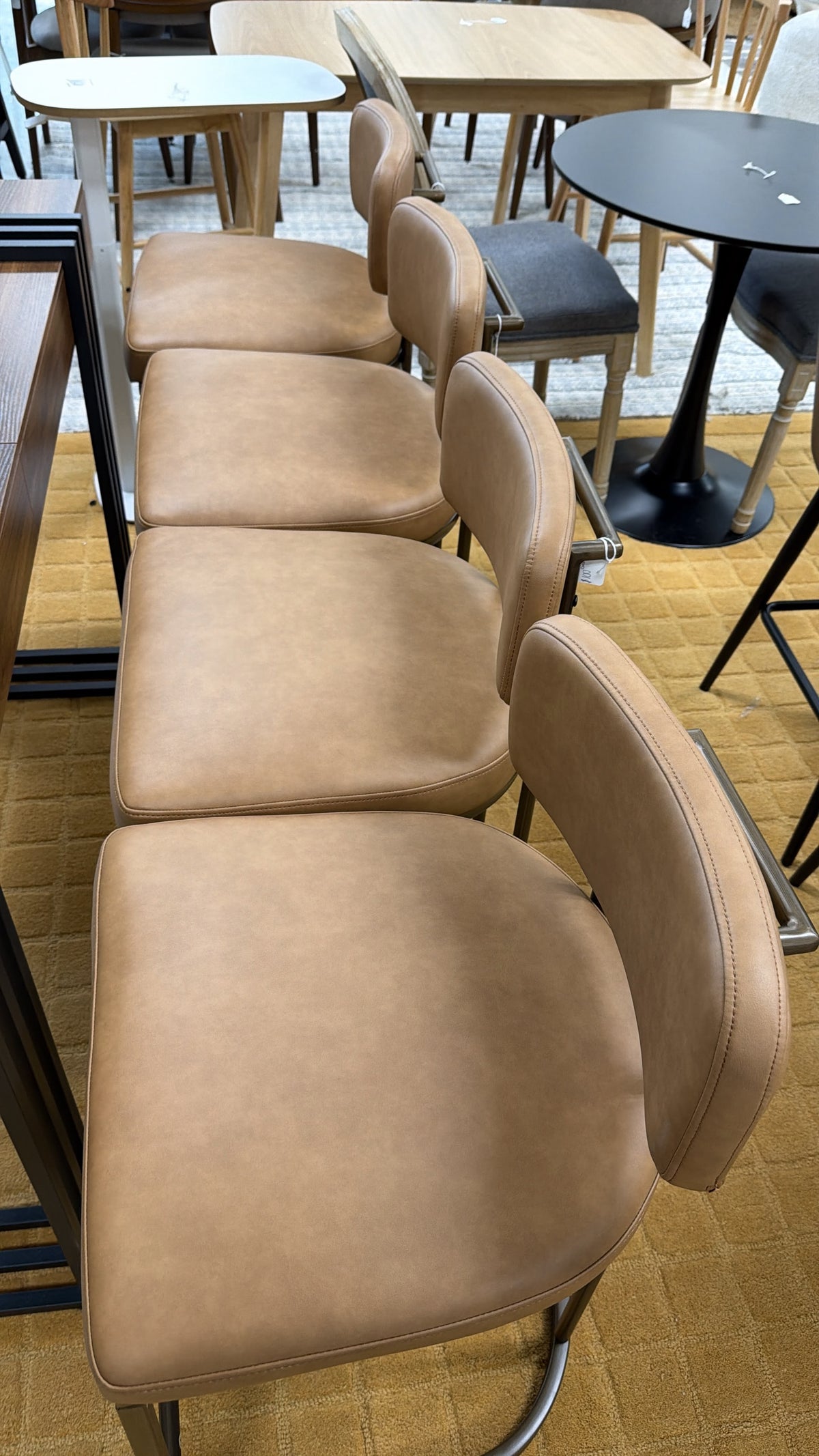 Modern Brown Leather Bar Stools
