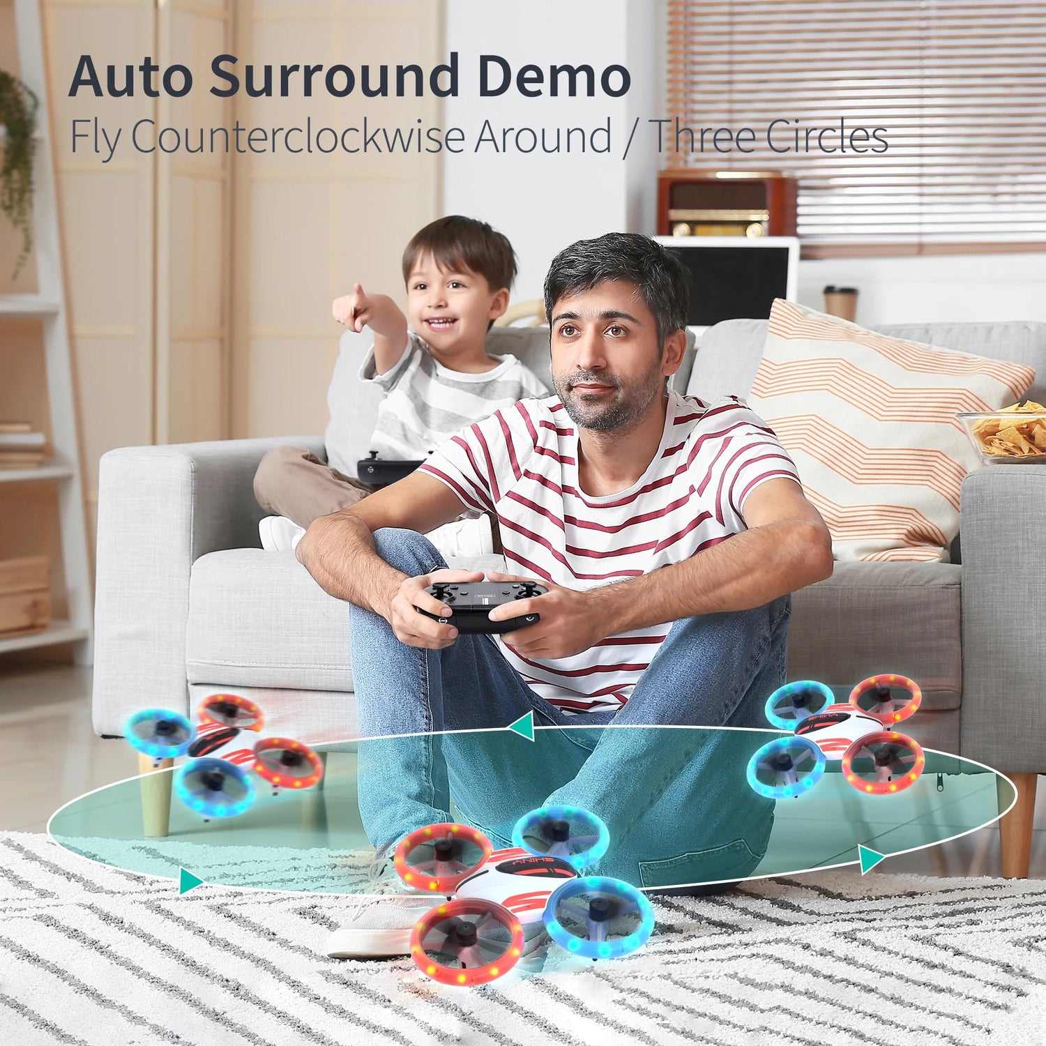 DC11 Mini Drone for Kids and Beginners, RC Nano Quadcopter with LED Lights, Demo Mode, Altitude Hold, , 3 Batteries, Orange