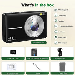 HD 2.4 Inches 1080P Digital Camera Rechargeable Cameras with 16X Zoom Compact Camera 44MP Cameras for Kids Girls Camera Digit