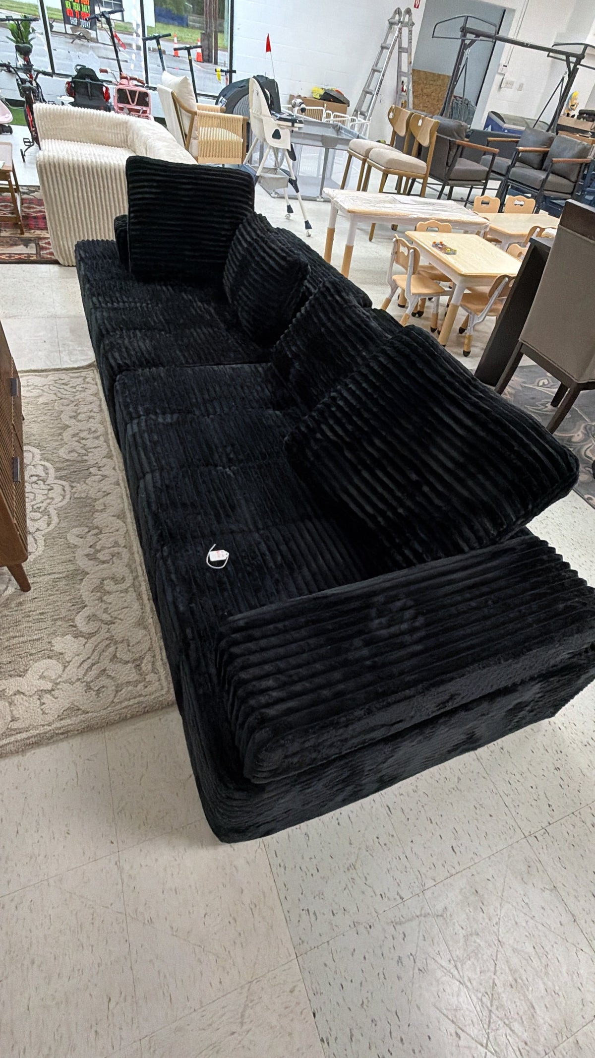 Modern Black Corduroy Sofa