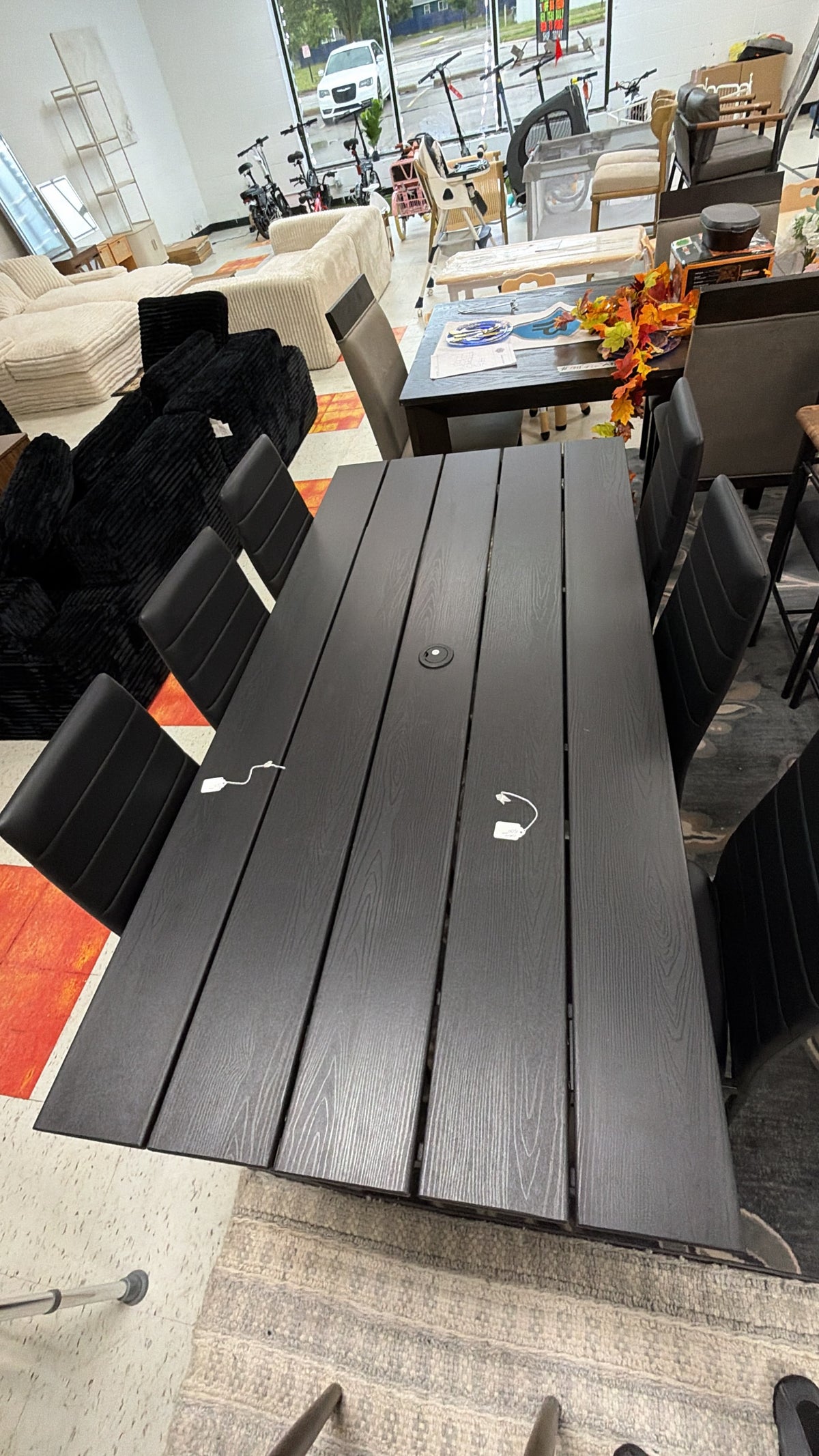 Dark Wood Outdoor Dining Table Set