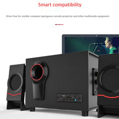 NEW Computer Speakers Wooden 2.1 Multimedia Subwoofer Bluetooth Audio USB Laptop Speakers Bluetooth +3.5Mm Connection