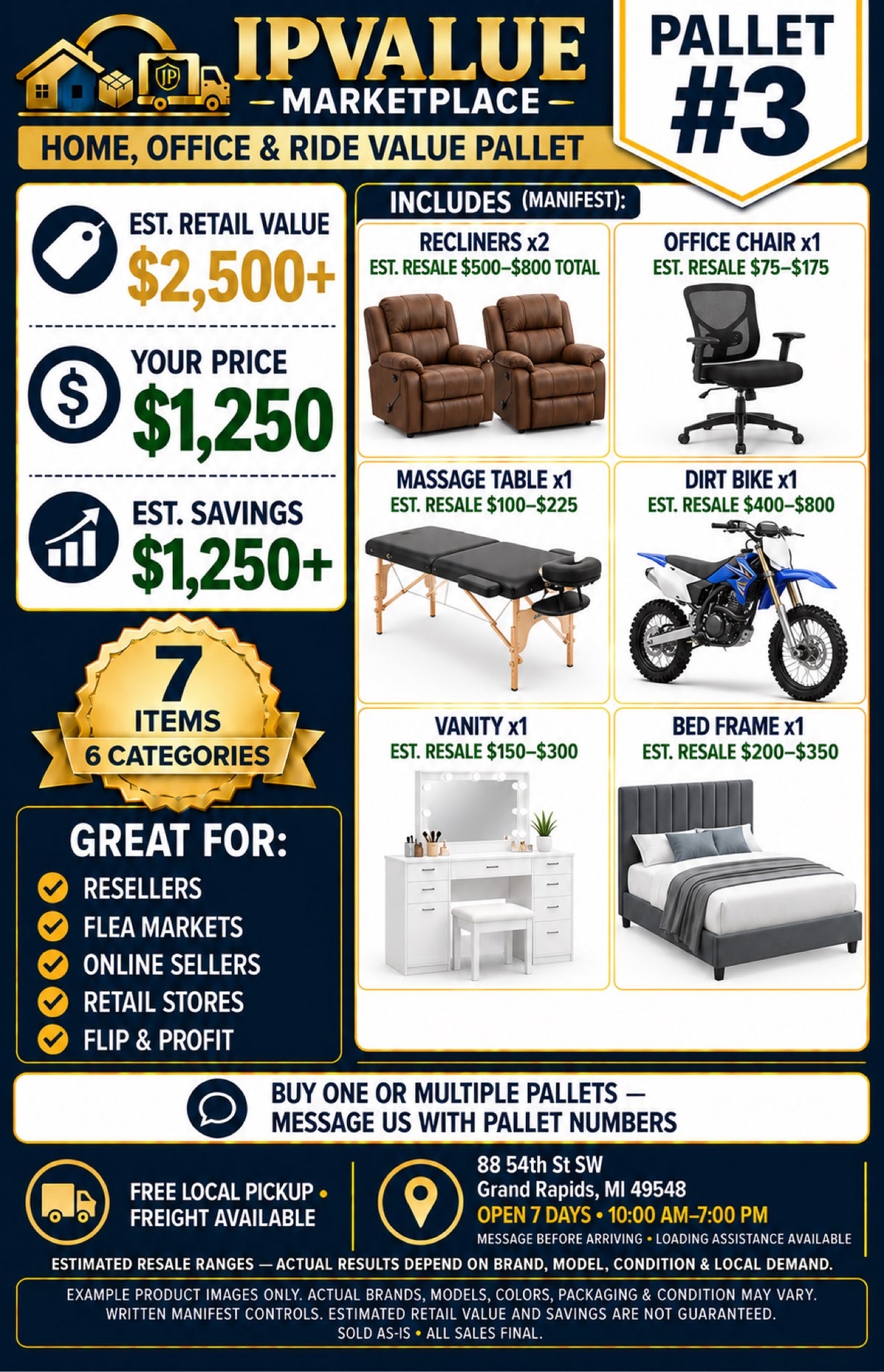 Pallet #3 — Home, Office & Ride Value Pallet (Manifested)