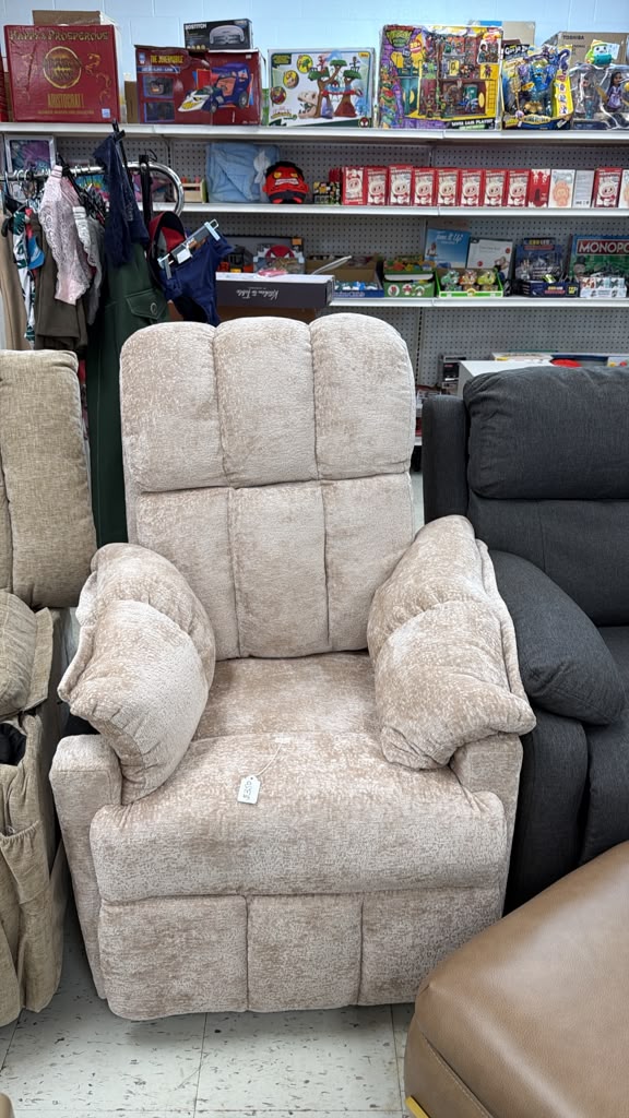 Cozy Beige Upholstered Recliner Chair