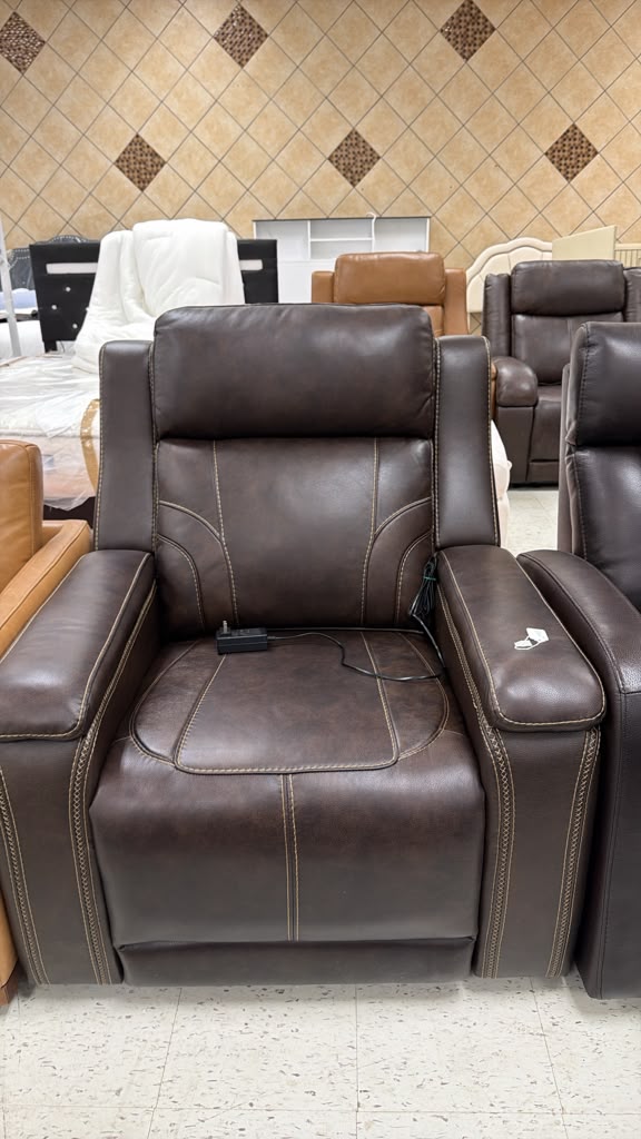 Luxurious Brown Leather Recliner Chair
