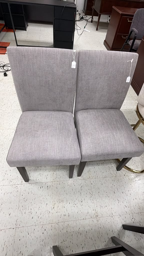 Set of Two Grey Upholstered Chairs