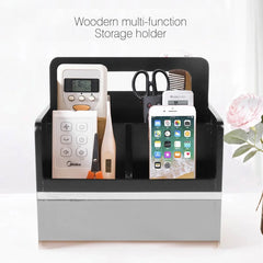 Remote Control Caddy Holder with 4 Compartments Table Top Organizer for Home Office, Gray