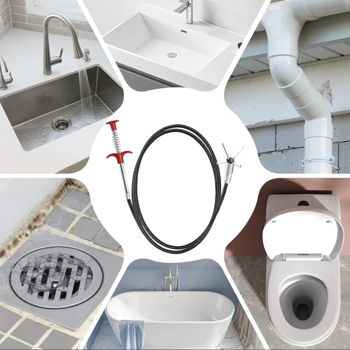Drain Snake, 63in 33in Drain Clog Remover, 60cm 160cm Spring Pipe Dredging Tools, Drain Cleaner Sticks Clog Remover Cleaning Tools, Gutter Cleaning Tools Drain Cleaner For Toilet Sewer Shower Kitchen
