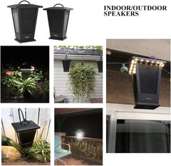 Bluetooth Speakers Waterproof, 2 Packs True Wireless Stereo Sound 20W Dual Pairing Lantern Indoor Outdoor Speakers with 20 Piece LED Lights, Rich Bass, Pinao Black