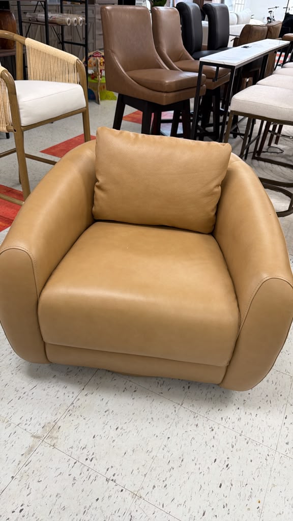 Modern Tan Leather Armchair