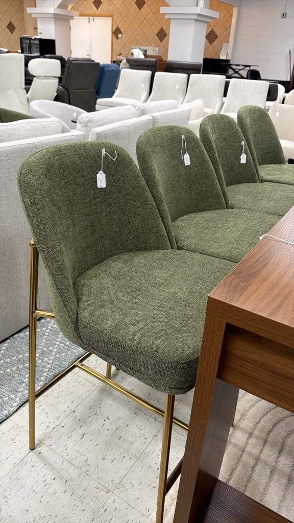 Green Upholstered Dining Chair Set