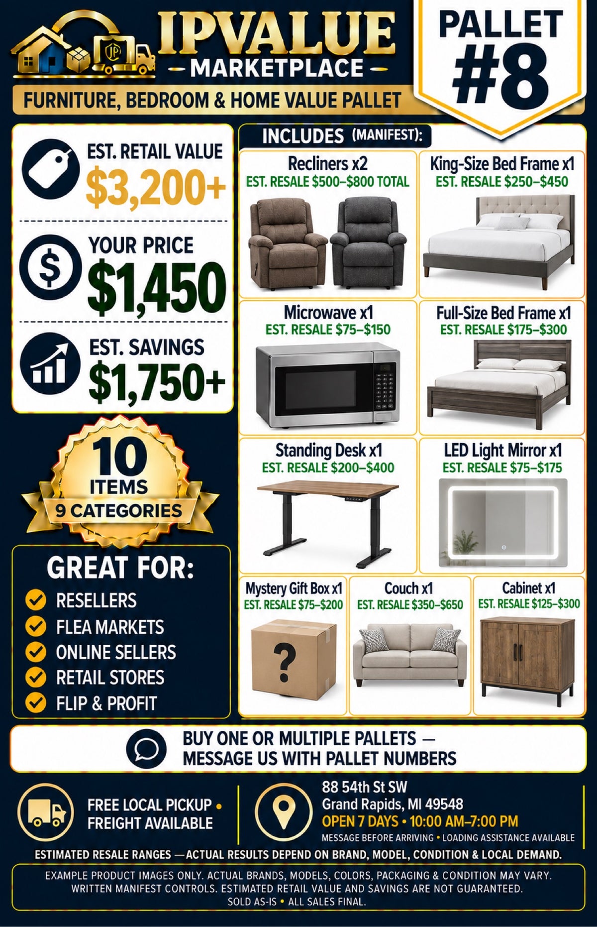 Pallet #8 — Furniture, Bedroom & Home Value Pallet (Manifested)