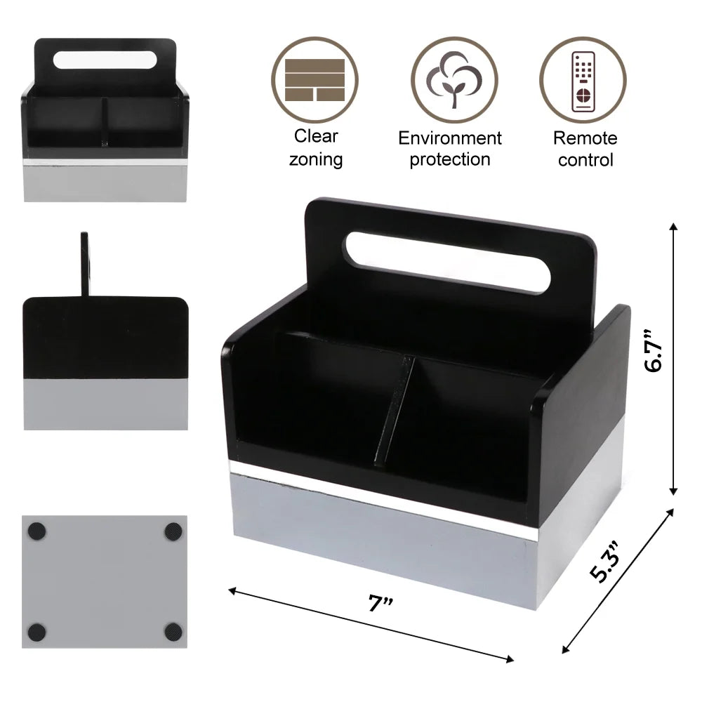 Remote Control Caddy Holder with 4 Compartments Table Top Organizer for Home Office, Gray