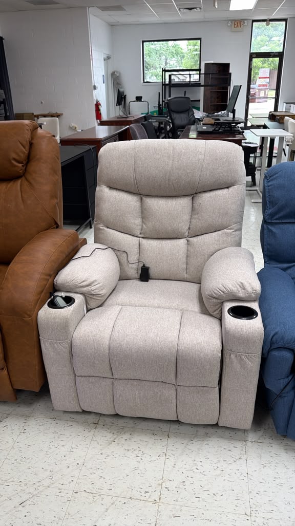 Plush Recliner with Cup Holders