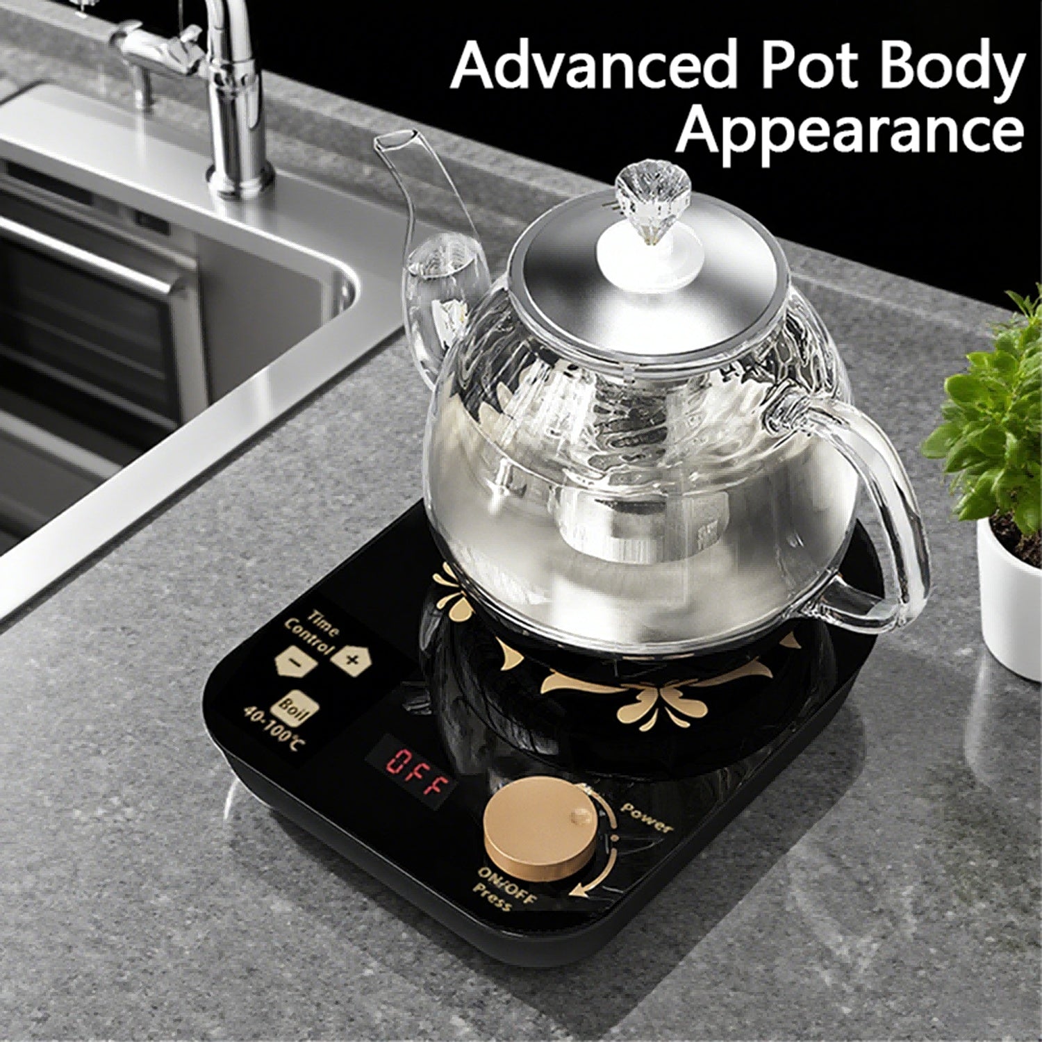 Professional Multi-functional Glass Teapot  800ml Fast Heating Cooking And Brewing Integrated Electric Kettle With Stainless Steel Filter