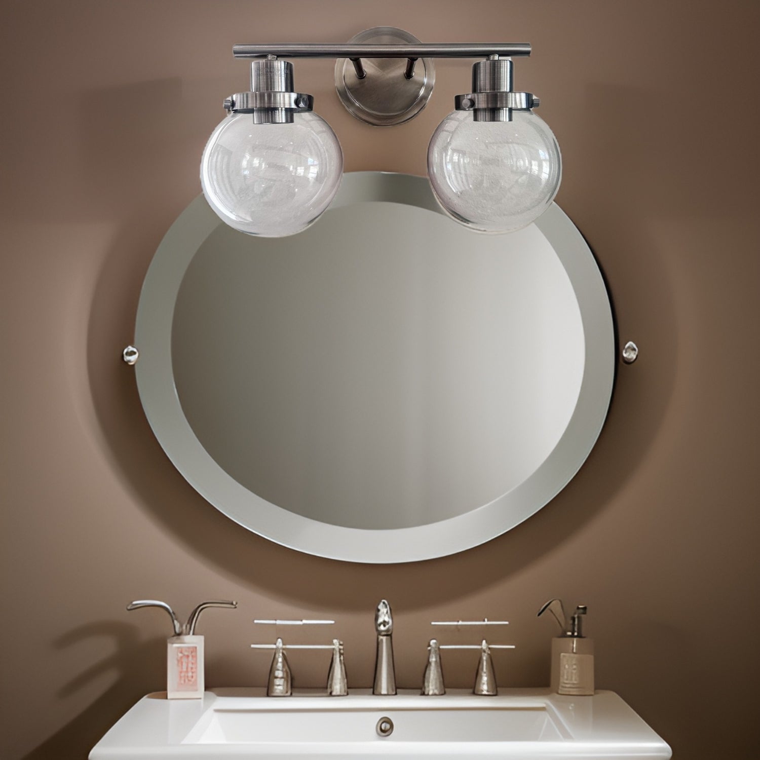 Bathroom Vanity Light Fixtures, 2-Light Black Wall Sconce Lighting Wall Lamp With Clear Glass Shade,