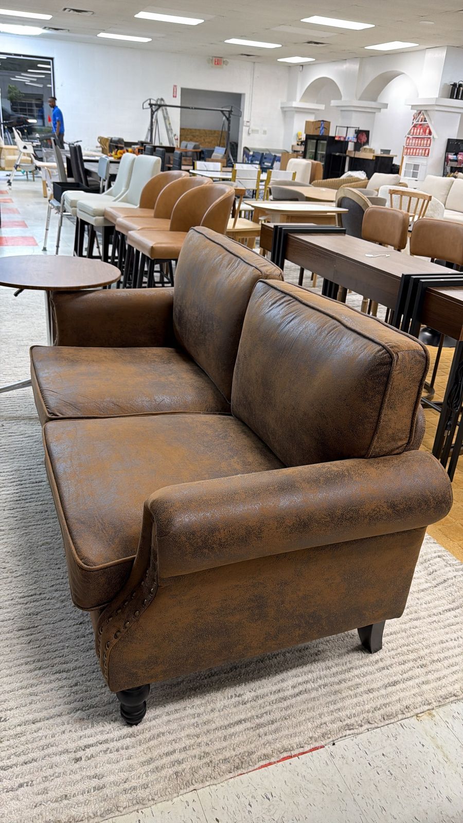 Vintage Brown Leather Loveseat