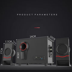 NEW Computer Speakers Wooden 2.1 Multimedia Subwoofer Bluetooth Audio USB Laptop Speakers Bluetooth +3.5Mm Connection